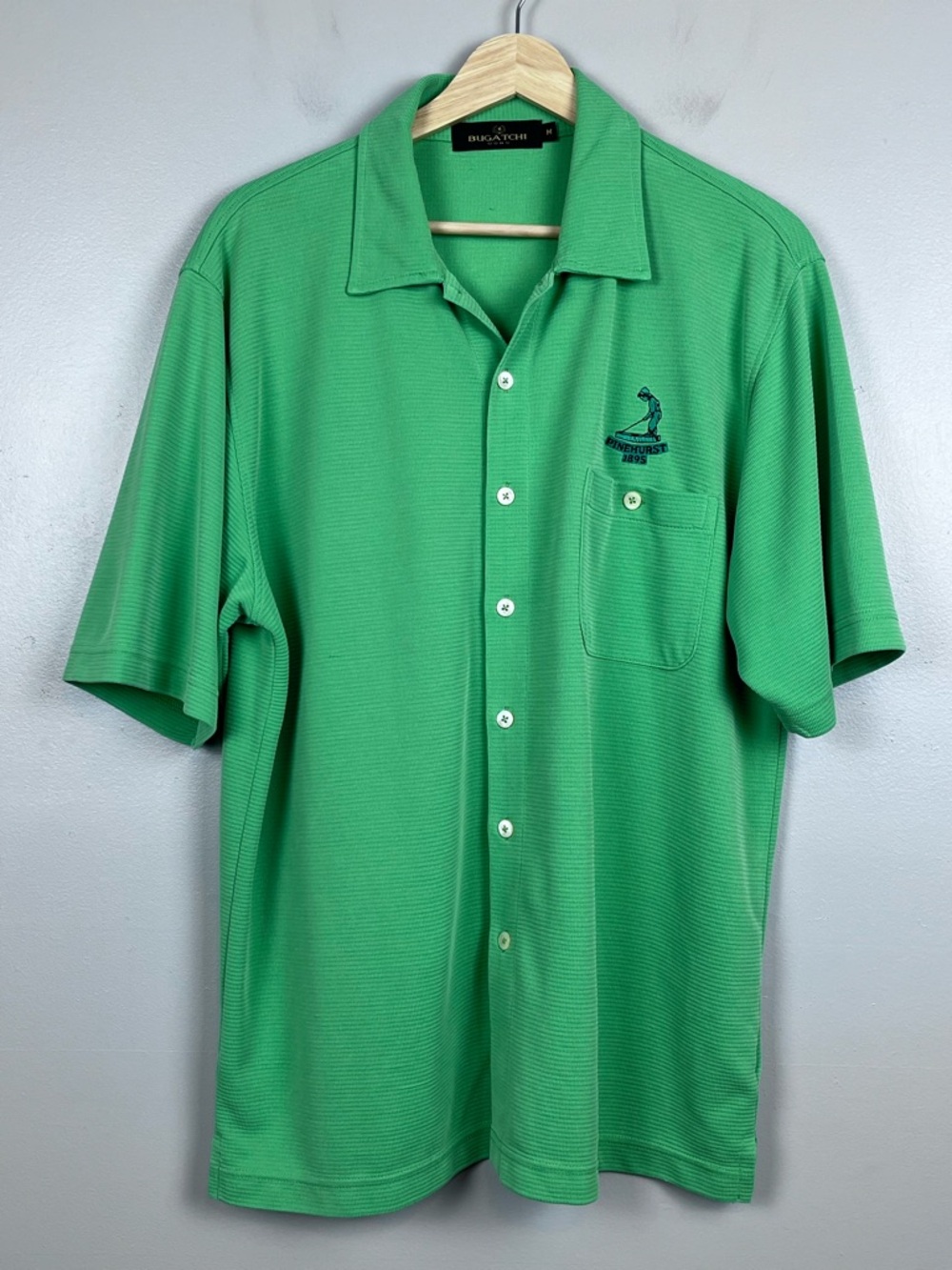 Bugatchi Uomo Men's Knit Modal Shirt with Pinehurst Golf Logo Size M; Resortwear